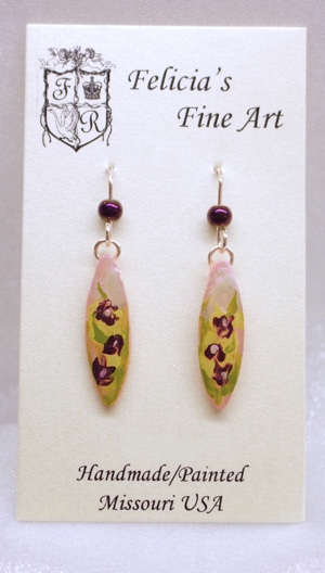 "Floral" - Hand Painted Earrings by Felicia D. Roth