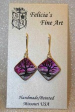 "Raspberry Sunset" Series- Tree Earrings