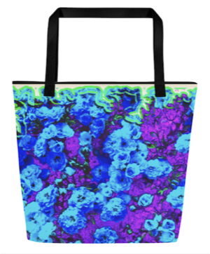 "Art Pop of Blue" - Bliss Art Style Large Tote Bag - by Felicia Roth